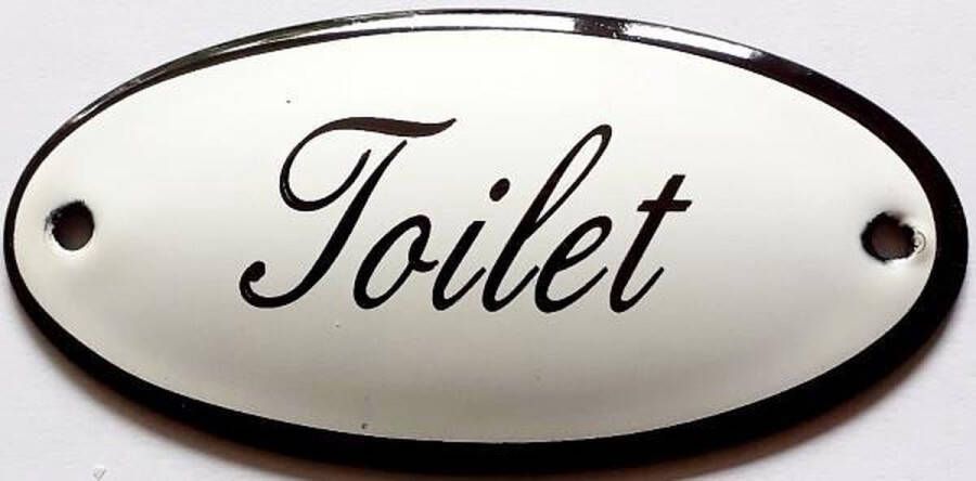 Emaille deurbordje wandbord Toilet 10 x 5 cm Ovaal