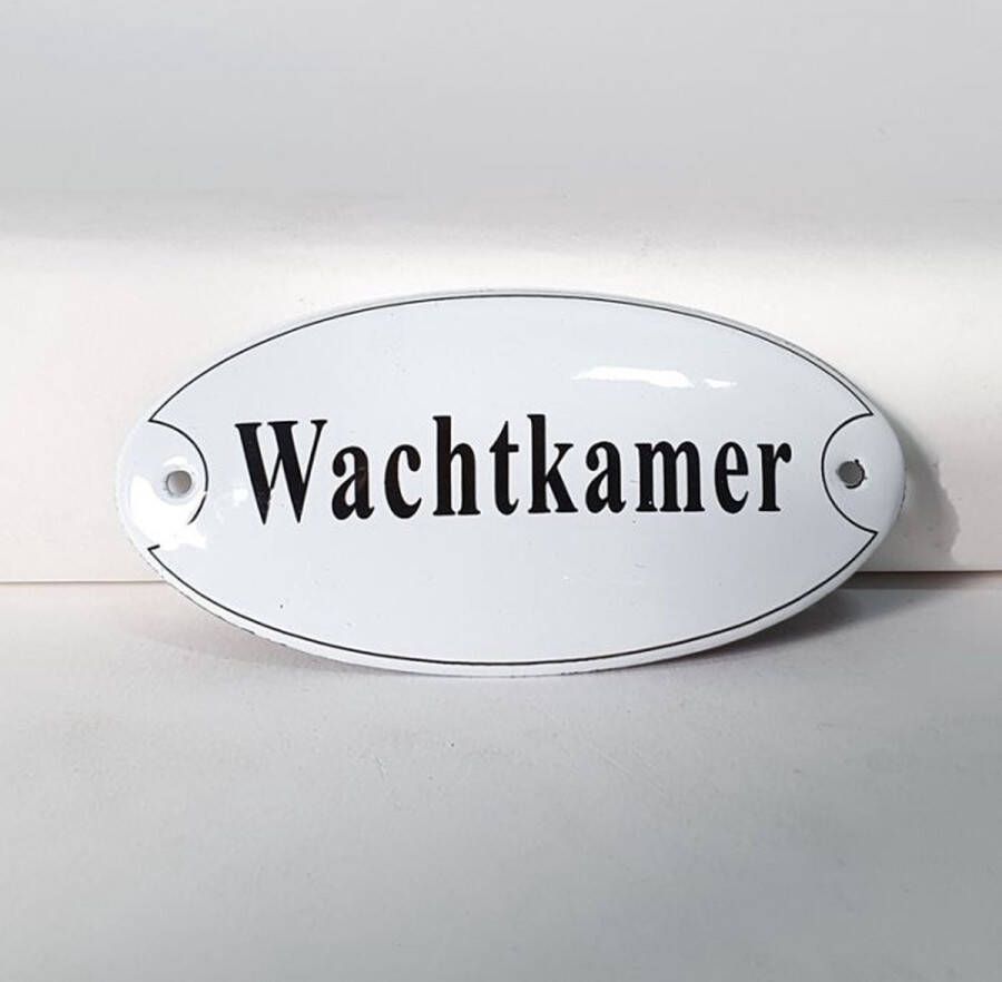 Emaille deurbordje wandbord Wachtkamer 10 x 5 cm Ovaal NS-10