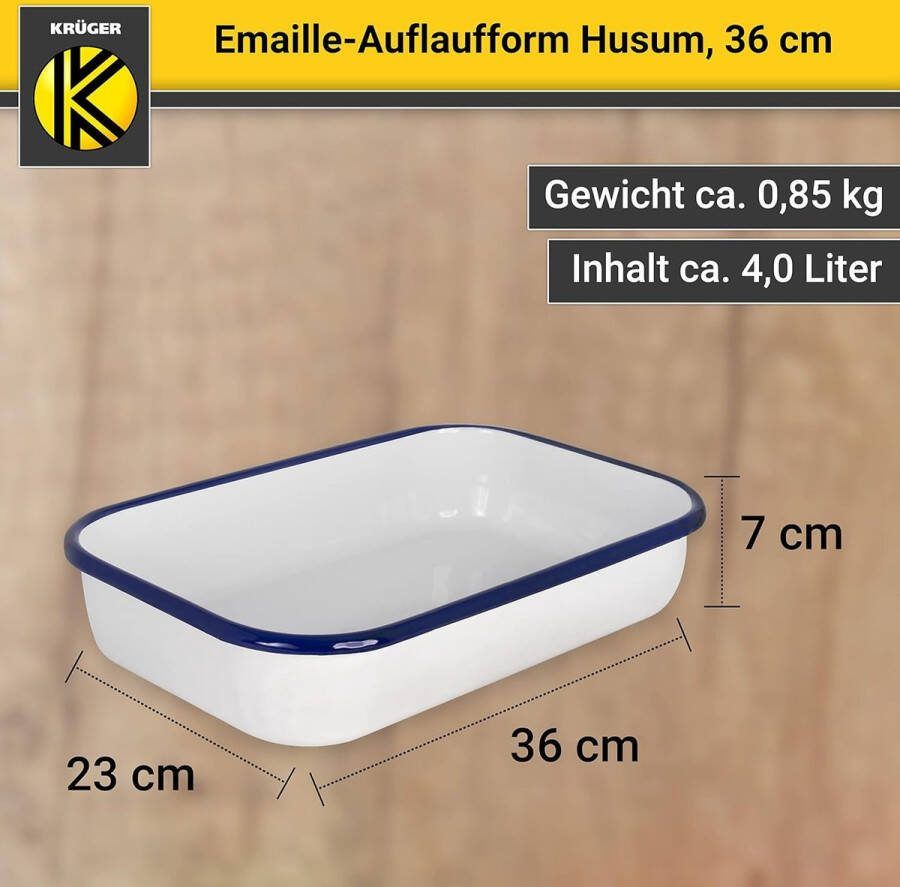 Emaille ovenschaal Husum ovenbestendig tot 250 °C aromaneneutrale bereiding van quiche lasagne ovenschotels enz. (36 cm)