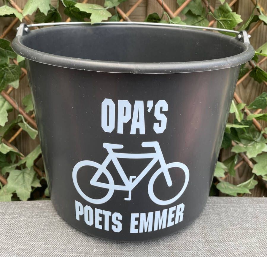 Emmer 12 Liter- Met tekst: Opa's fiets poets emmer mountainbike wielrennen e bike Ebike E-Bike opa kleur Blauw cadeauKado Verjaardag Feest Feestje Partij Partijtje Feesten Poetsen Jarig Feestelijk Tuinieren Tuin