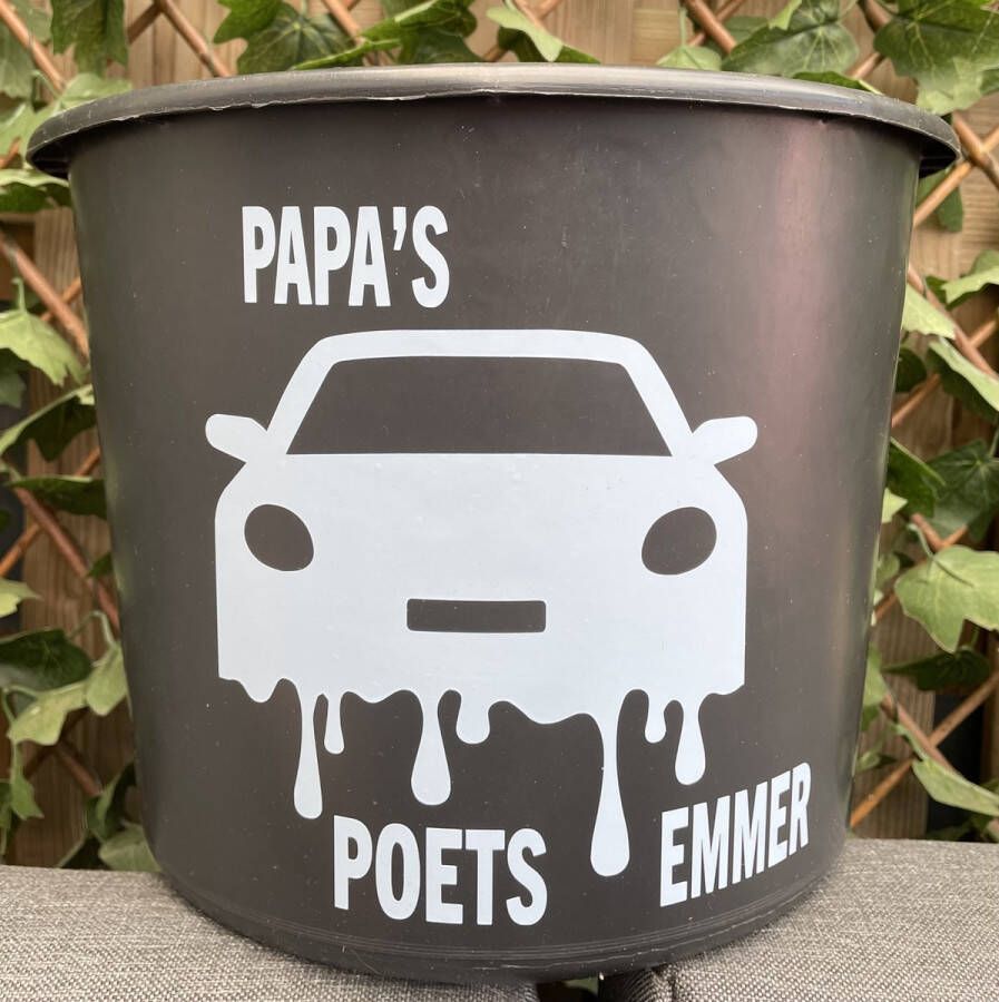 Emmer 12 Liter- Met tekst: papa's auto poets emmer auto wassen- Vaderdag kleur Goud cadeauKado Verjaardag Feest Feestje Partij Partijtje Feesten Poetsen Poets Vieren Vier Jarig Jarige Feestelijk Tuinieren Tuin