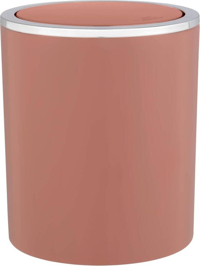 Emmer Inca inhoud 2 liter afvalemmer voor gastentoilet vuilnisbak met klapdeksel voor op de badkamer kleine afvalemmer van kunststof BPA-vrij Ø 14 × 16 8 cm oudroze