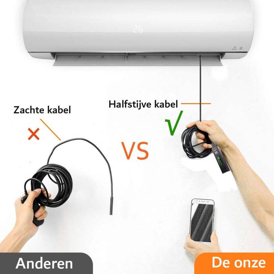 Endoscoop Inspectie Camera 1200p HD -8 mm Camera Led Verbinden met Wifi 5 Meter Geschikt voor Android IOS Tablet Laptop PC