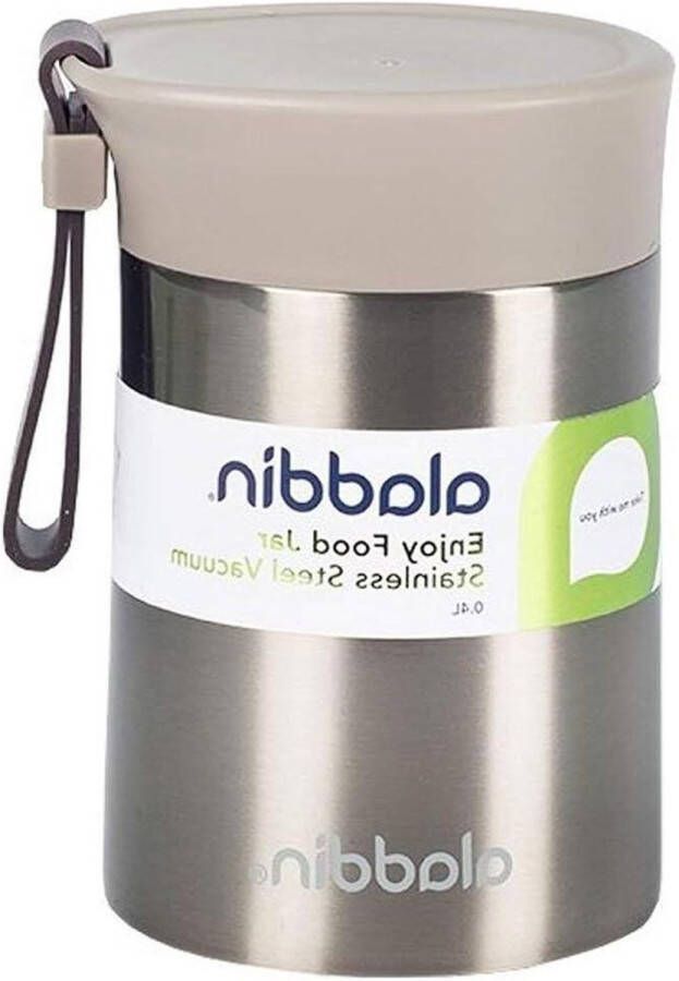 Enjoy Thermavac Stainless Steel Food Jar 04L Inhoud blijft 55 Uur Warm of Koud Dubbelwandige Vacuüm Geïsoleerde Lunchbox Lekvrij Siliconen Draaglus BPA-Vrij Aladdin. Vintage Thermos Lunch