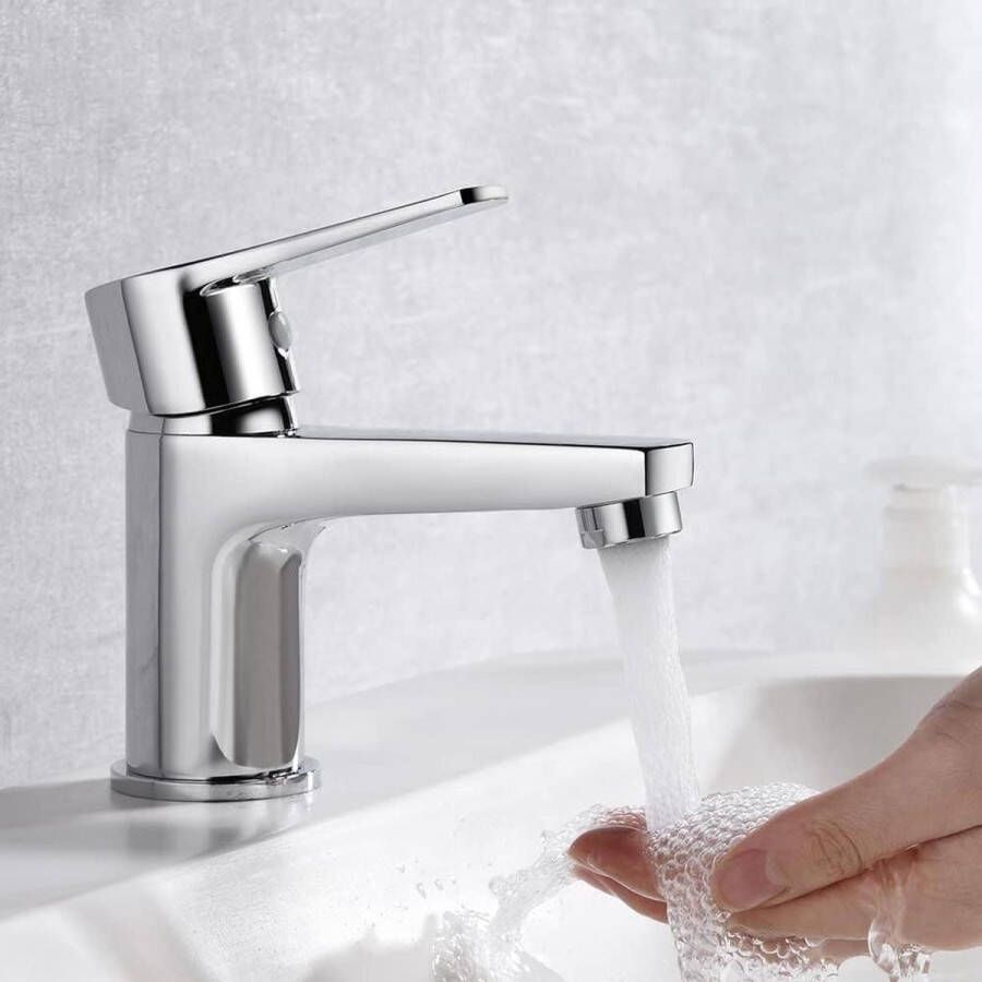 Enkele Hendel Moderne Wastafelkraan Chroom Zilver Badkamer Faucet