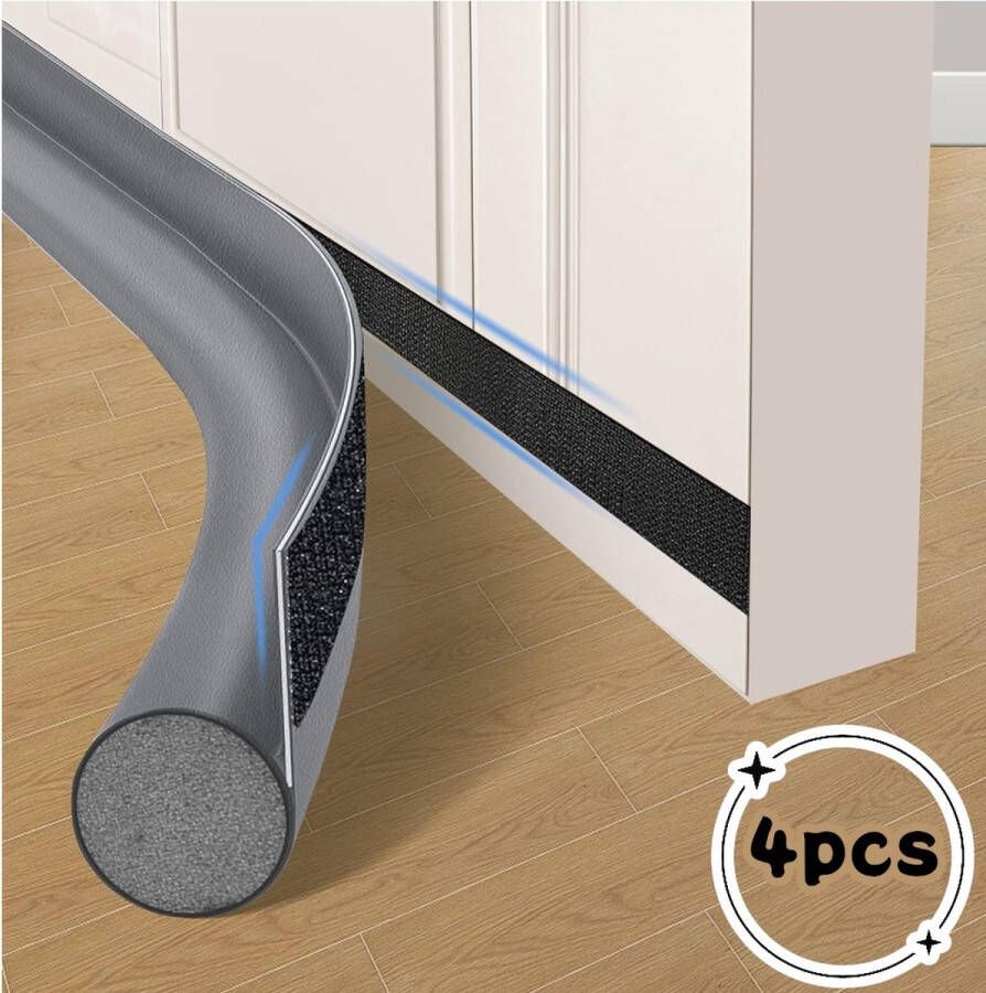 Enkelzijdige deurnaadstrip grijs 4 stuks slijtvast leer Tochtstrips te gebruiken als deurstopper winddicht en warm