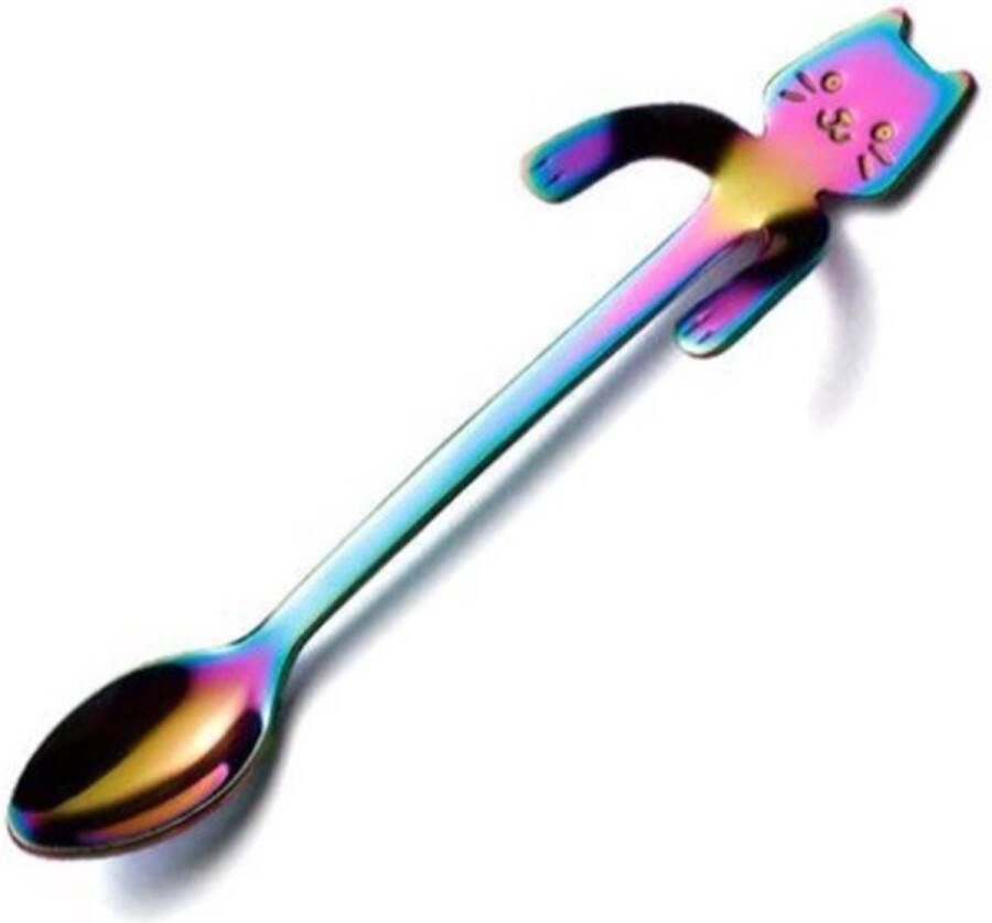 EPIN Theelepel Koffielepel Dessertlepel Lepel Katten Vorm RVS MULTICOLOR