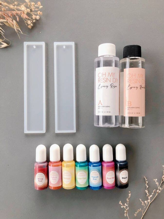Epoxy Resin Giethars Starterspakket | Siliconen mallen Bloemen Onderzetters Resin Pigment en Glitters inclusief giethars | inclusief tools
