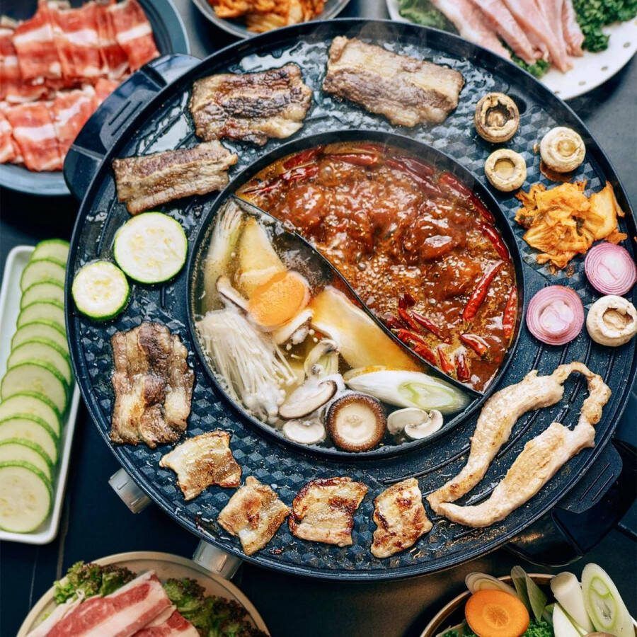 Equivera Hot Pot Fondueset Elektrische Fonduepan Oosterse Fondue Grill Meerdere Personen