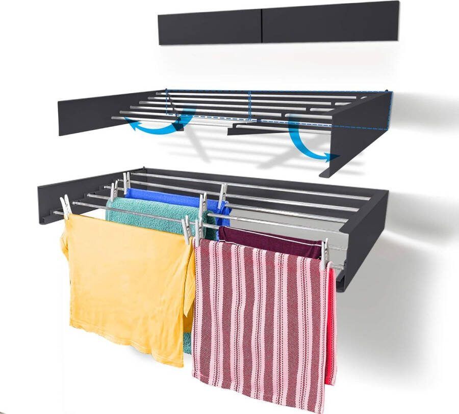 Equivera Wanddroogrek Inklapbaar Droogrek Wand Droogrek Wasrek Hangend Schuifbaar