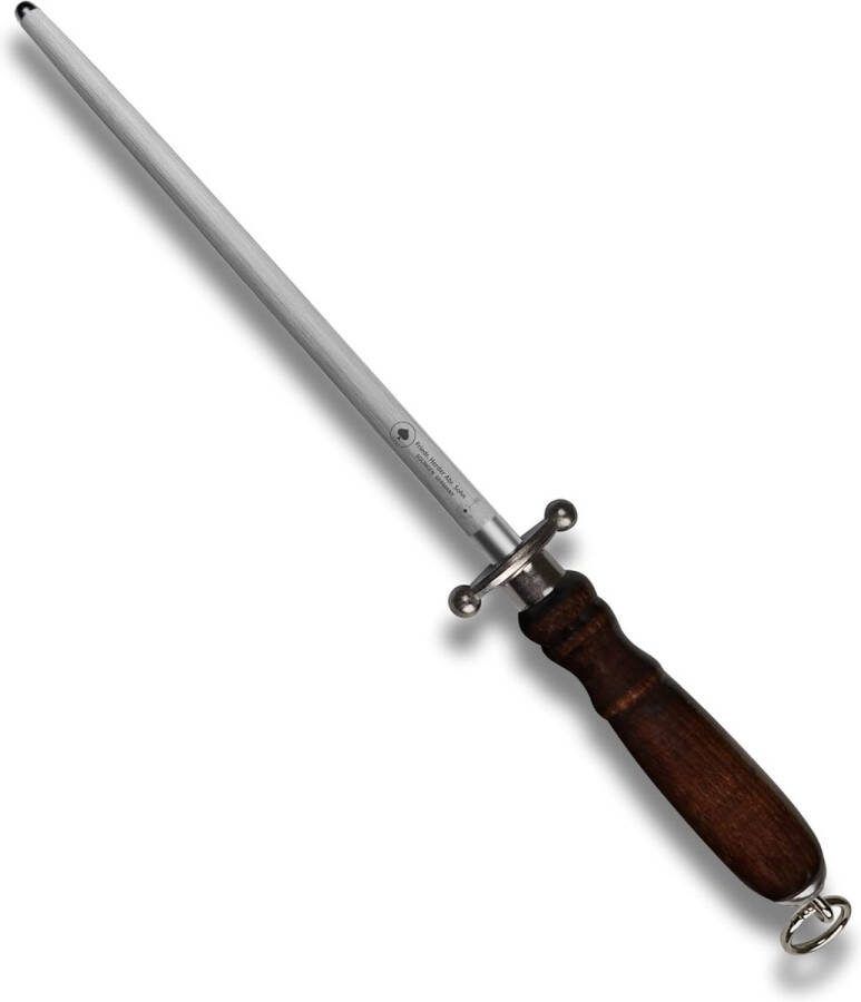 Ergonomische 21 cm speciale stalen messenslijper met walnoothouten handvat en vingerbescherming professioneel aanzetstaal voor scherpe messen scharen en messen