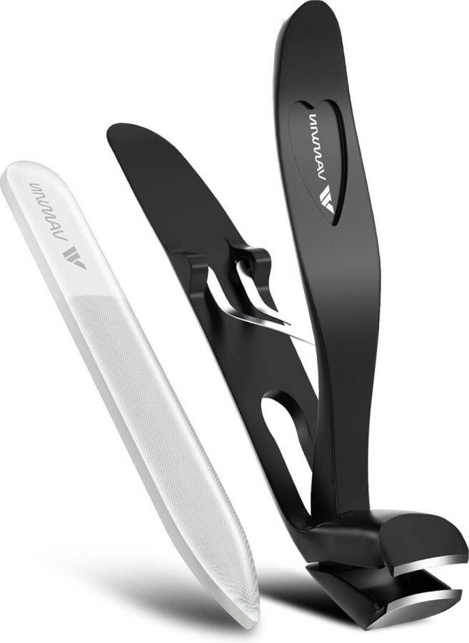 Ergonomische Nagelknipper met Schuine Kop voor Senioren Dikke Nagels Brede Kaakopening Premium Staal Vanger Zwart