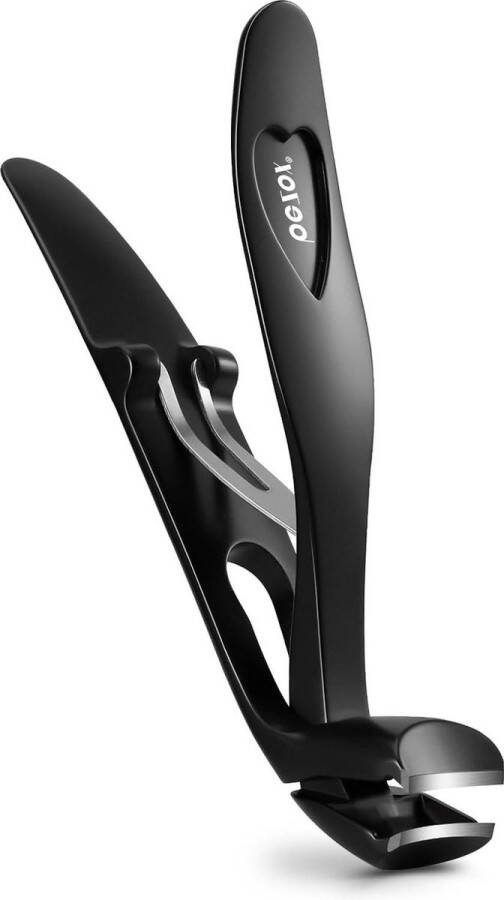 Ergonomische teennagelknipper met schuine kop voor senioren en dikke nagels premium stalen nagelknipper met vanger voor mannen en vrouwen zwart