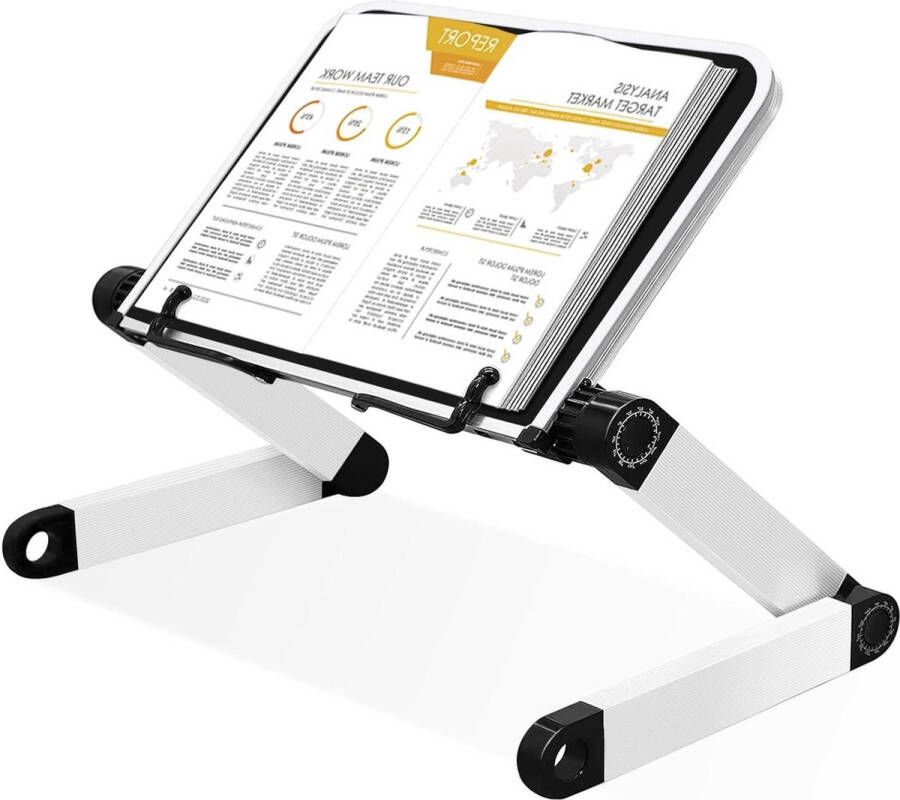 Ergonomische verstelbare kookboekhouder Opvouwbare en draagbare leesstandaard met flexibele paperclips Cookbook holder