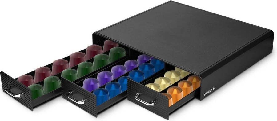 Espresso capsulehouder met lades Koffiecuphouder voor Nespresso cups Opbergbox voor 48 koffiecups Zwart Coffee Capsule Holder