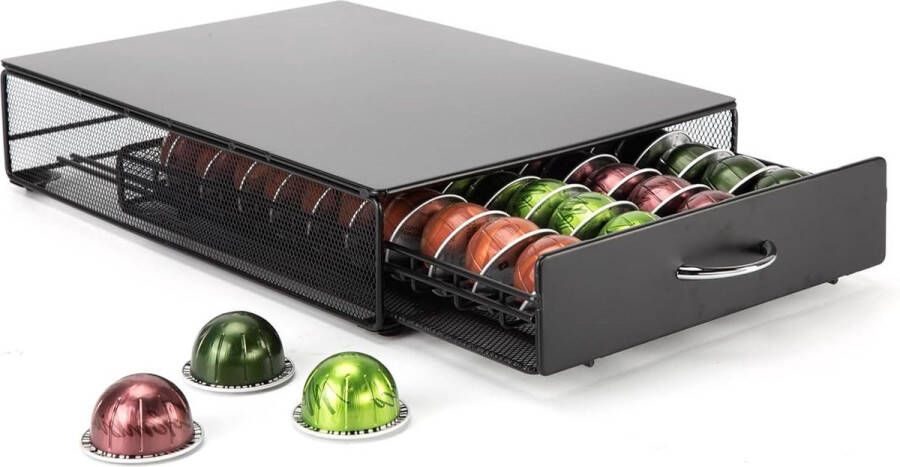 Espresso capsulehouder met lades Opbergbox voor Nespresso Vertuo cups Geschikt voor 40 koffiecups Zwart