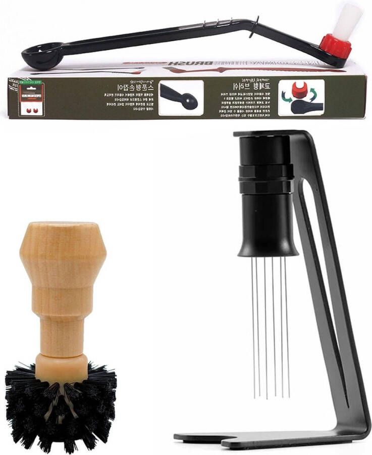 Espresso Koffie Roerder Naald Distributeur Roerstaafjes met Stand 6 Naalden Accessoires Barista Zwart