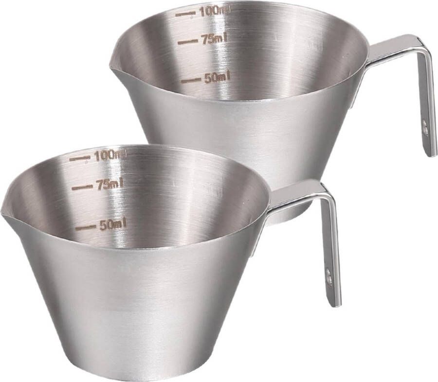 Espresso-maatbeker met handvat 304 roestvrij staal met brede handgreep Keukengadgets en keukengerei Metalen maatbeker Ideaal voor koken en bakken (Grootte: 100 ml)