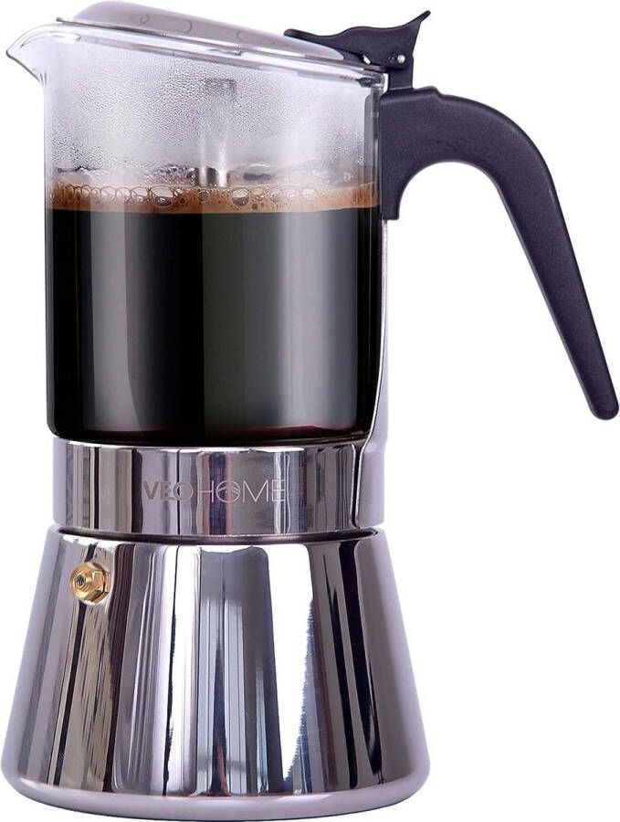 Espresso Maker Classic Italian Percolator Mocha Pot 360 ml Luxury Crystal Glass and Stainless Steel