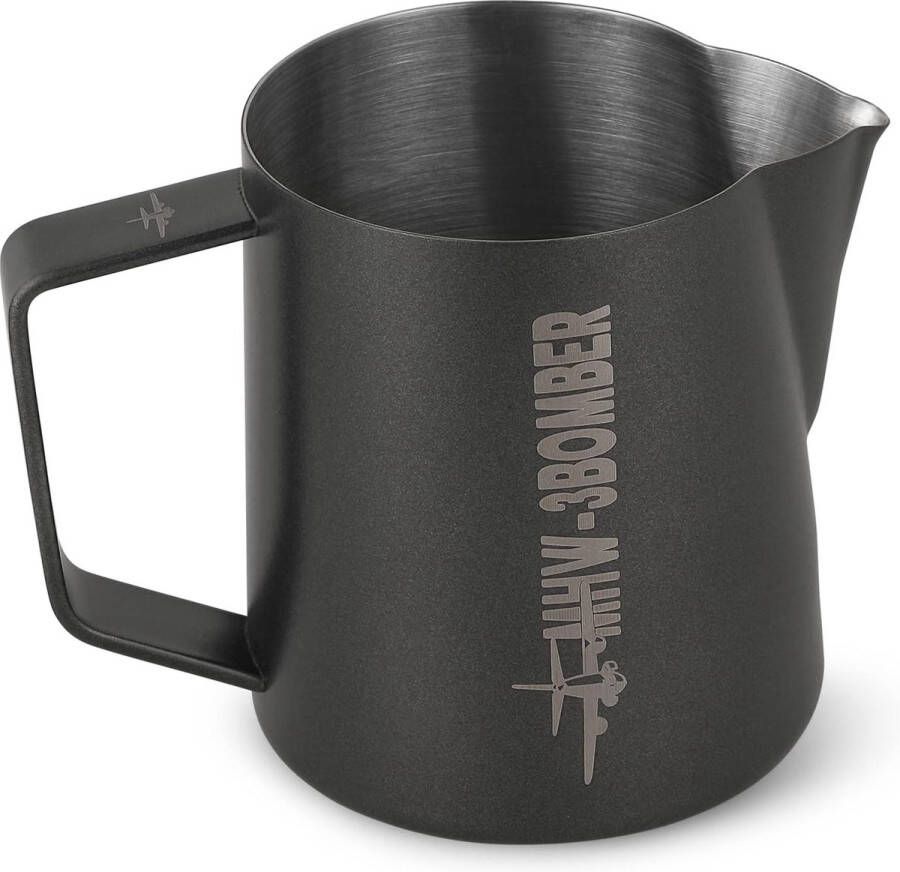 Espresso-melkkan 400 ml melkschuimtank Espresso-melkschuimtank roestvrij staal Espresso stomende schuimkan zwart
