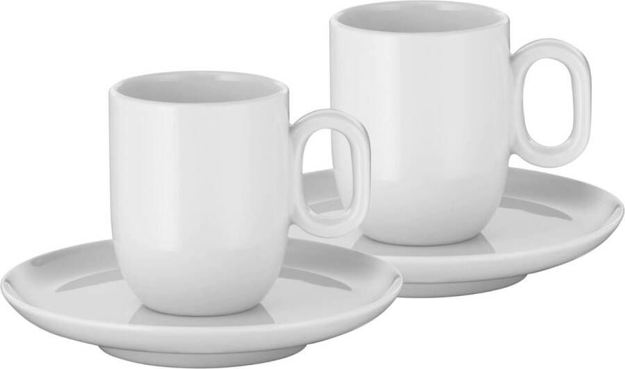Espresso set Barista kopjes set 4-delig twee koffiekopjes 60 ml met schoteltjes voor espresso porselein koffieglas koffiekopjes vaatwasmachinebestendig