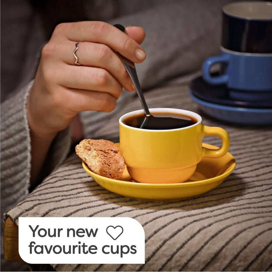 Espressokopjes met bodem Set van 6 incl. houder