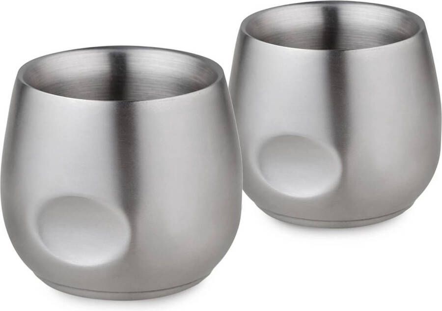 Espressokopjes van roestvrij staal set van 2 dubbelwandig geïsoleerd onbreekbaar kop zonder steel kleine kop voor buitenevenementen picknickfeest (6oz)