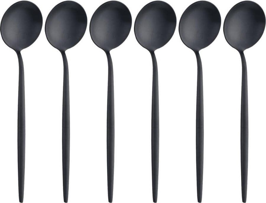 Espressollepel koffielepels van roestvrij staal theelepel dessertlepel verpakking van 6 stuks & eetbestek vaatwasmachinebestendig lang 12 5 cm (zwart)