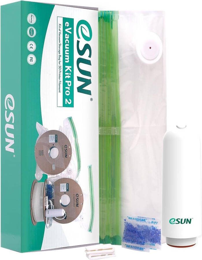 ESUN Upgrade Vacuüm Kit 10st 3D Printer Filament Vacuum Compressie Opbergzak met USB Pomp Herbruikbare Filament Vochtbestendige Droge Vacuüm Verzegelde Zak voor Spoel Opslag