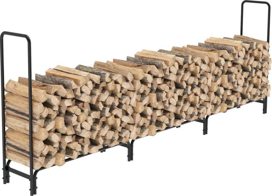 Eszenzics™ Houtopslag brandhoutrek Voor haardhout en brandhout Zwart metaal Tot 408kg laadgewicht 336x35x118cm