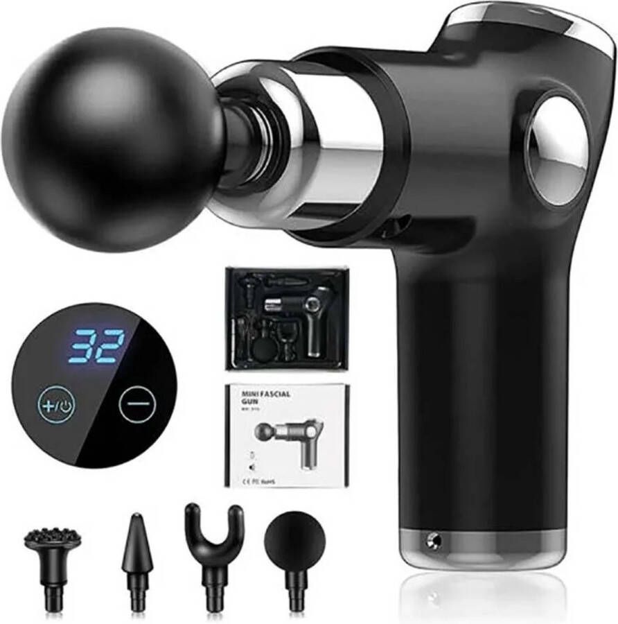 Eszenzics™ Massage Gun 4 opzetstukken en 32 Standen Professioneel gebruik Sport en Relax Massage apparaat Fysiotherapie Massage Pistool Zwart