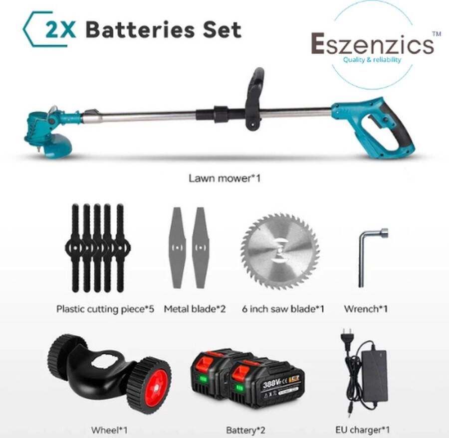 Eszenzics™ Professionele Accu Grasmaaier 3-in-1 Trimmen Maaien Zagen 2x Accu 18V voor Makita Draadloos Telescopische Steel Zaag- en Maaibla