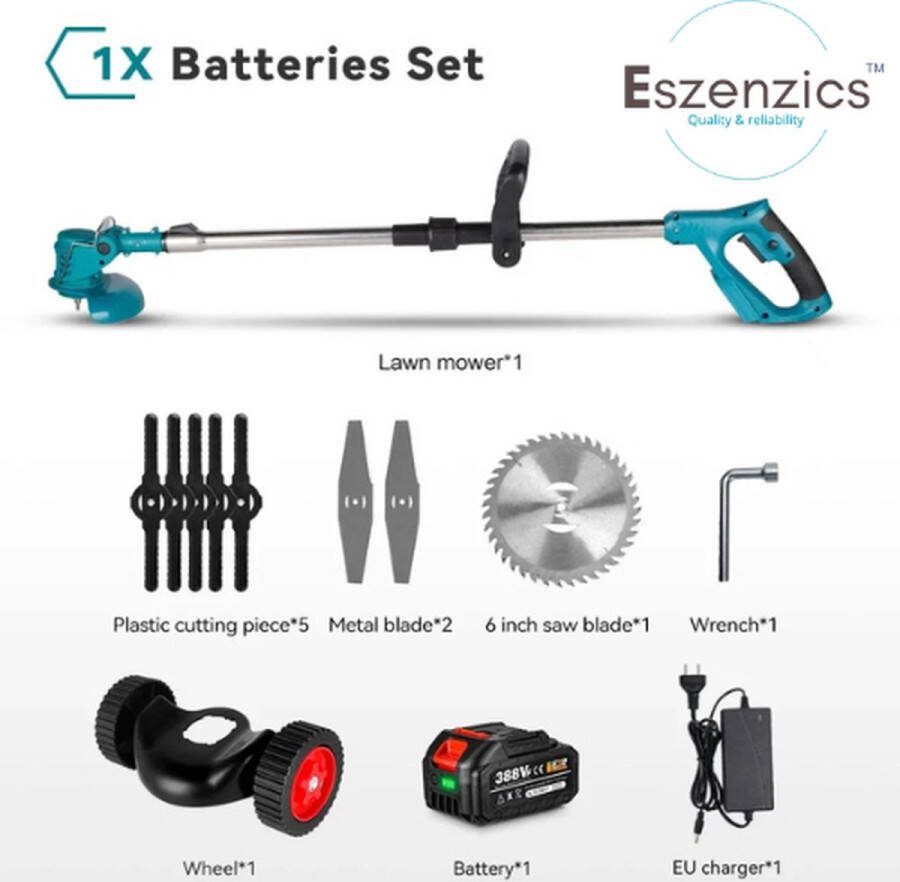 Eszenzics™ Professionele Accu Grasmaaier 3-in-1 Trimmen Maaien Zagen Gratis Accu 18V voor Makita Draadloos Telescopische Steel Zaag- en Maaiblad