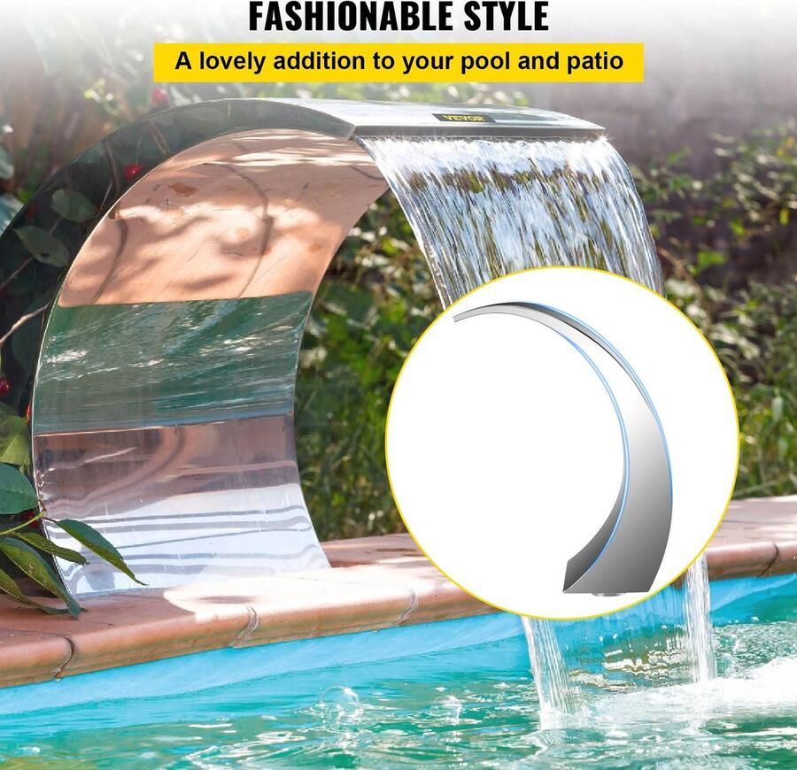 Eszenzics™ Roestvrijstalen Waterval Fontein Douche element Zwembad Minimalistisch en strak Waterfun