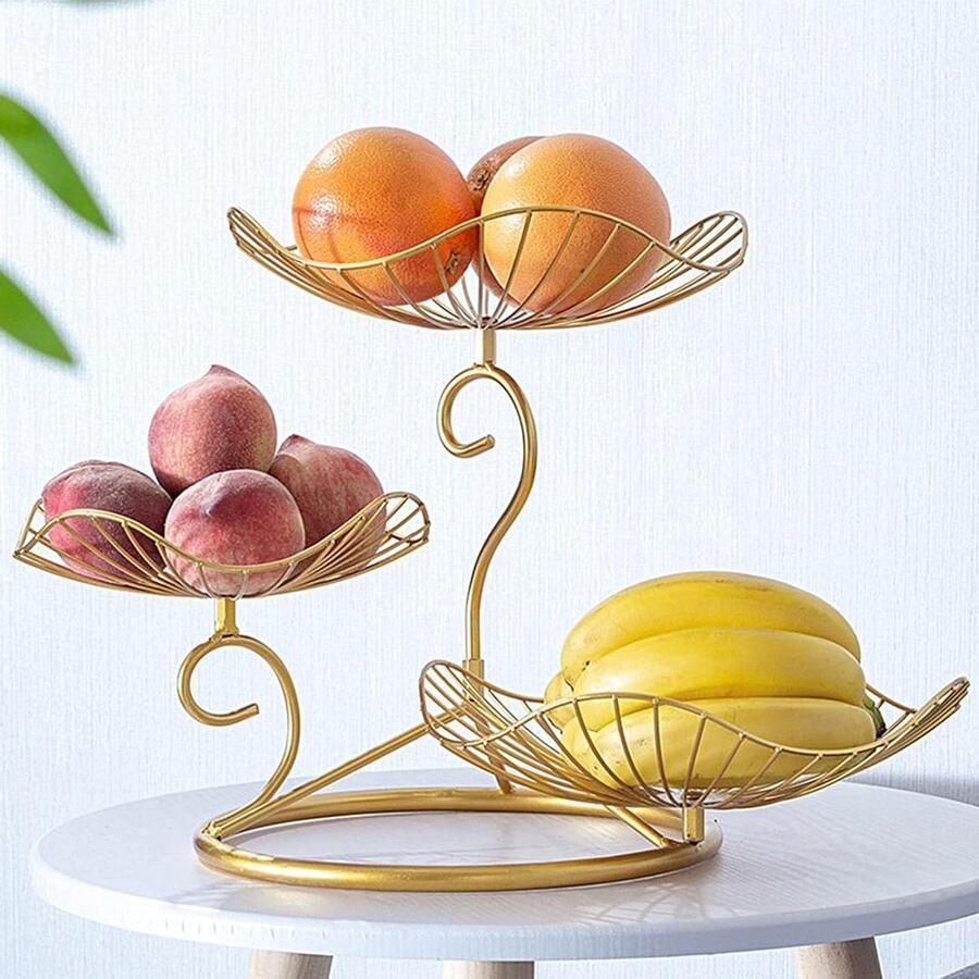 Etagère fruitmand spiraalvormig lotusbladdesign decoratieve fruitschaalstandaard groente en fruit houder
