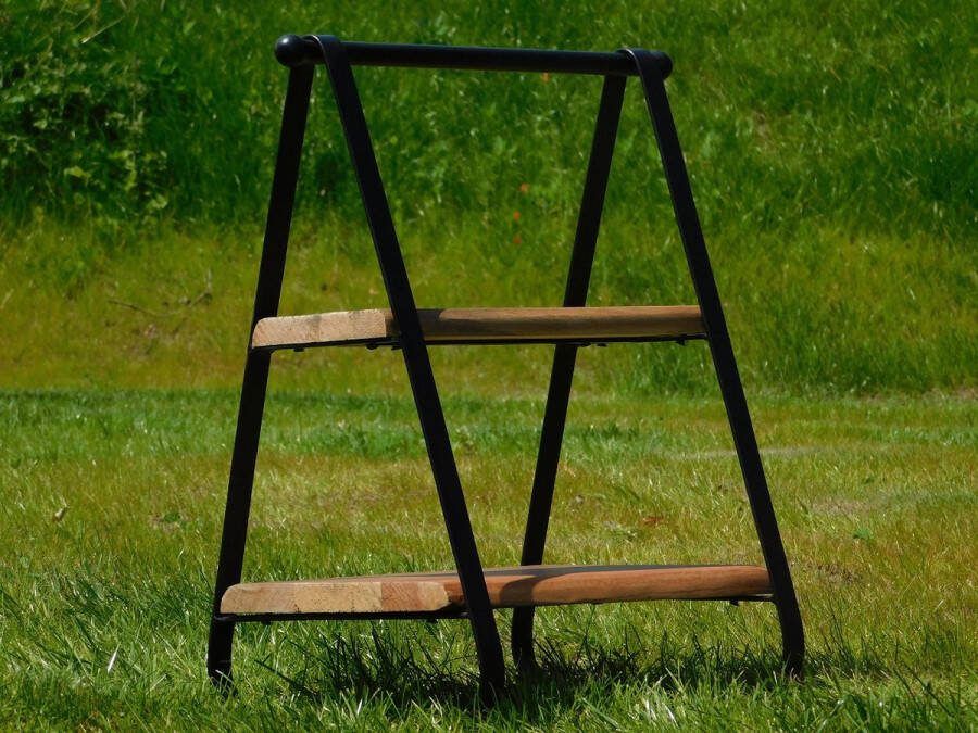 Etagère Mangohout met Zwart Metalen Frame