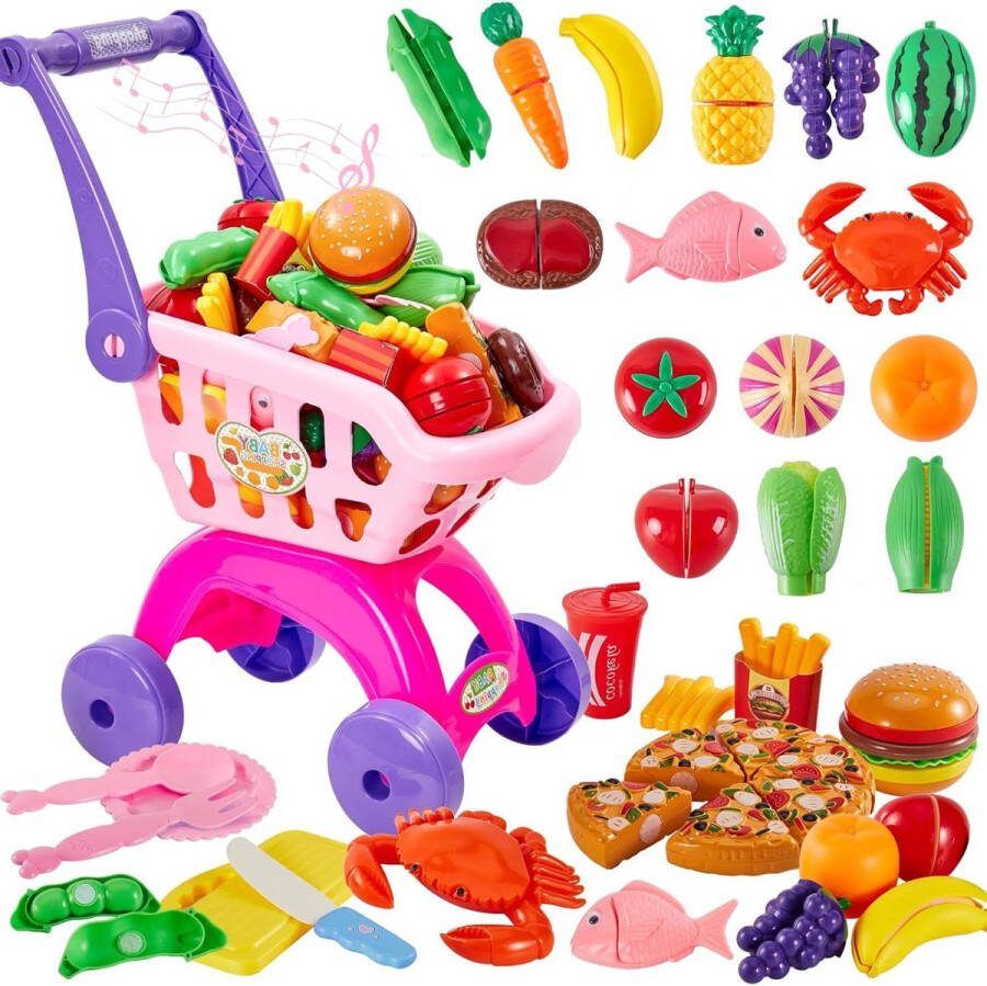 Eten Snijden Winkelwagen Rollenspel Kinderspeelgoed voor Kinderen van 3 Jaar