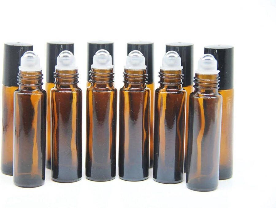 Etherische olie fles 10 ml bruine glazen rolflessen lege olieroller voor massage en schoonheidsoliemix laboratoriumfles 24 stuks