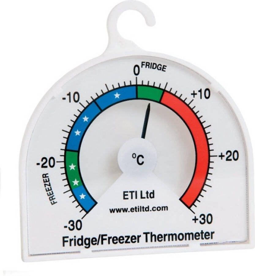ETI Koelkast Diepvries Wijzerthermometer Ø70 mm -30 tot +30°C Staande en Hangende Opstelling
