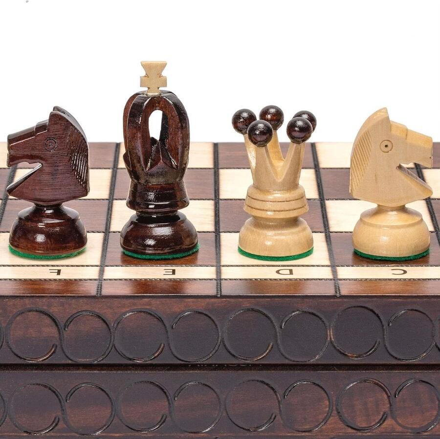 Europese Internationale Husaria Schaakspel van hout King's Classic Groot formaat 45 centimeter