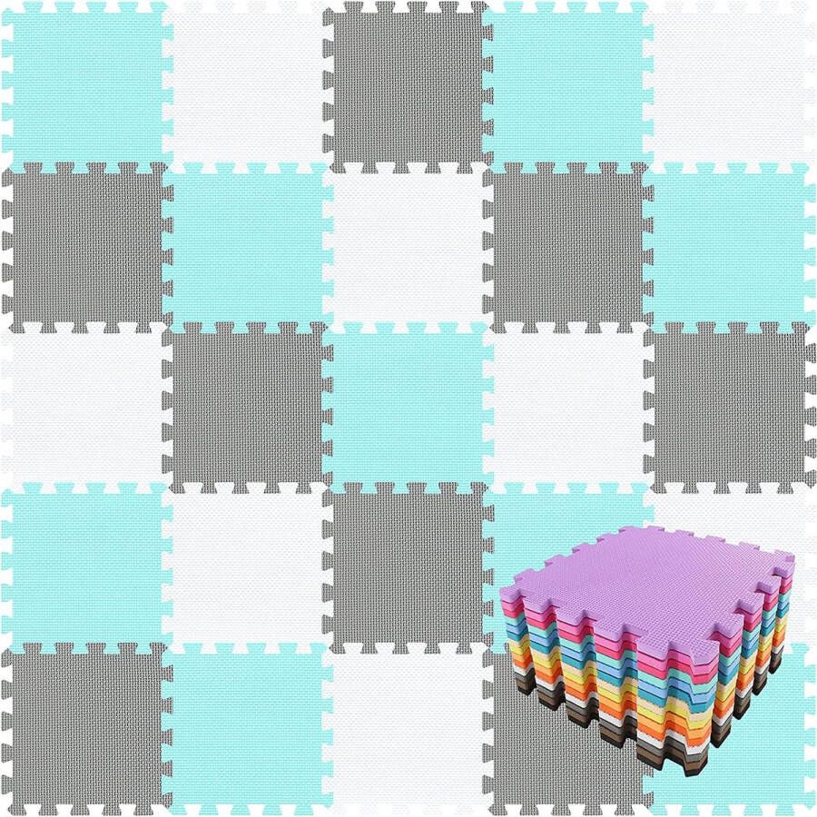 Eva Puzzelmat speelmat voor kinderen schuimrubber verkrijgbaar in 12 kleurencombinaties wit