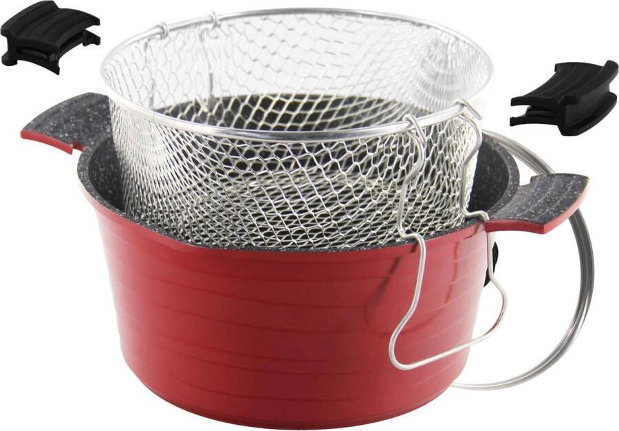 Evolution 2-in-1 Friteuse Kookpan met Mand en Glazen Deksel 24 cm