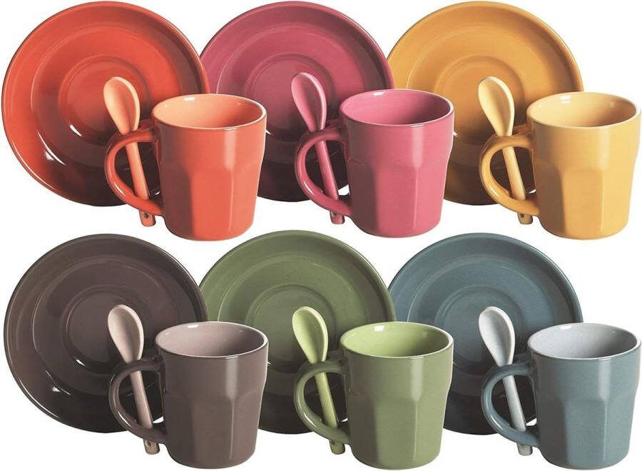 Excelsa Cuddle Set Coffee Cups Ceramic Multicoloured 5.5 x 5.5 x 6.5 cm 1.45 kg Html Content Writing Services koffiekopjes set van 6