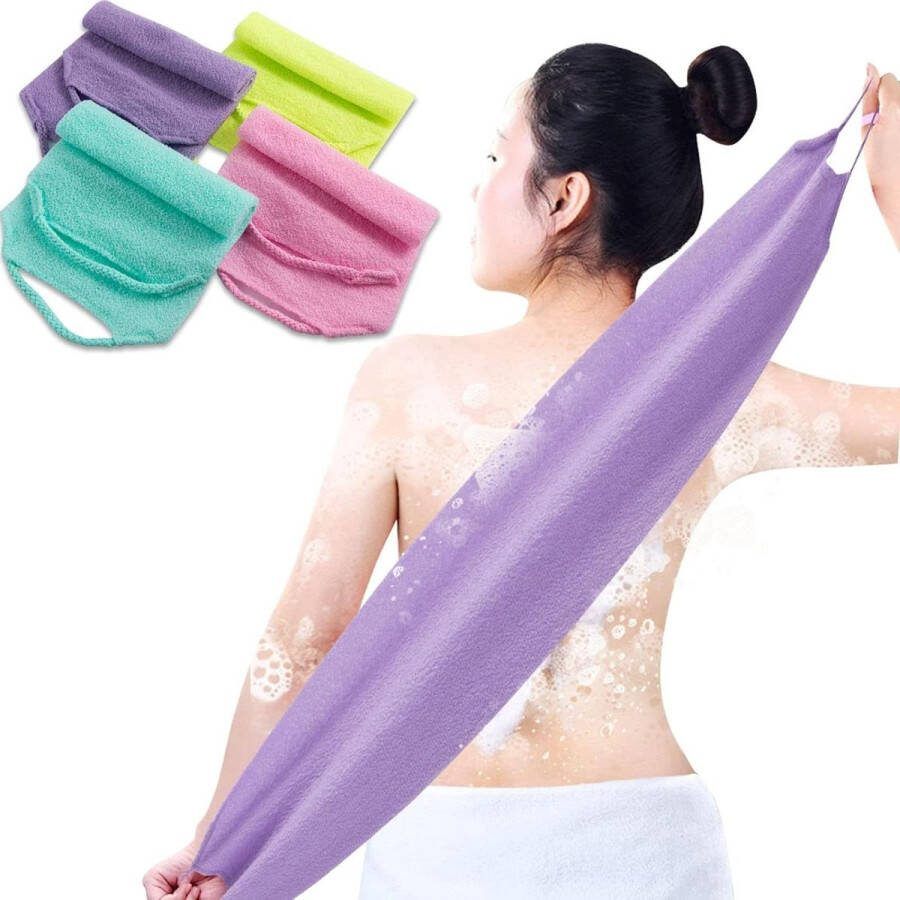 Exfoliërende Back Scrubber met Handvatten Nylon Exfoliator Uitgebreide Lengte Terug Wasmachines Rekbare Washandje Trekkoord Douche Scrubber Lichaam Reinigt Huidmassages
