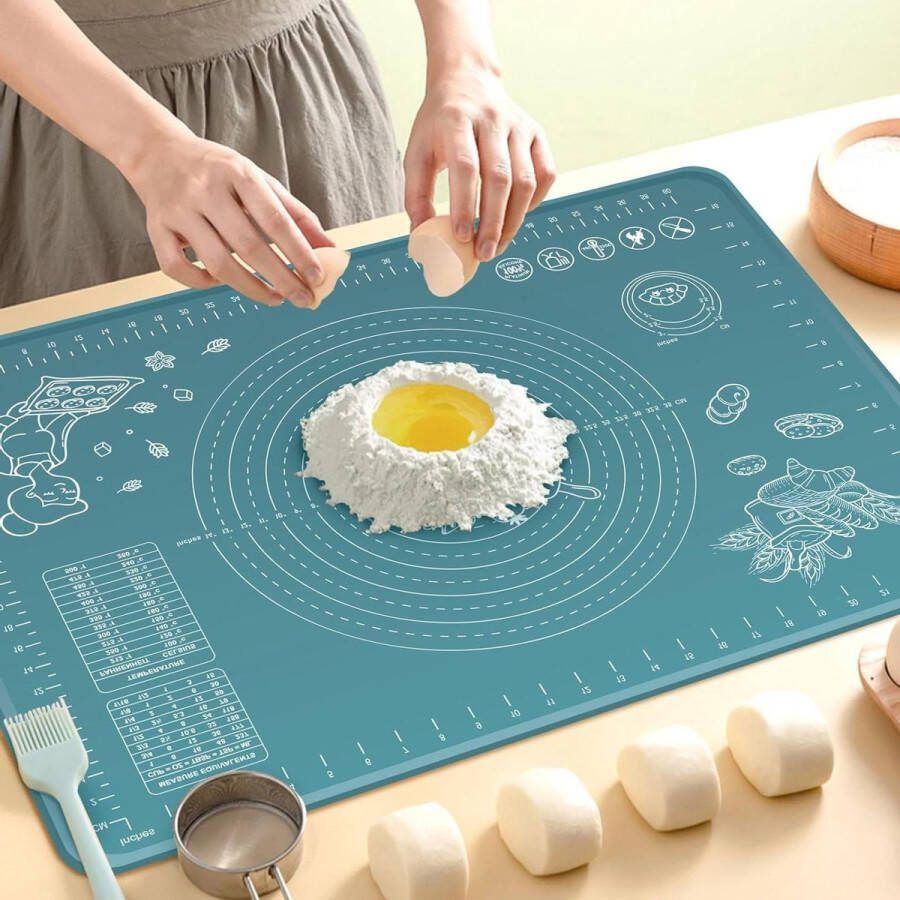 Extra dikke anti-aanbakmat 28 x 20 inch rollend deeg antislip siliconen mat kneedmat deegmat met randverhoging bakmat aanrechtmat
