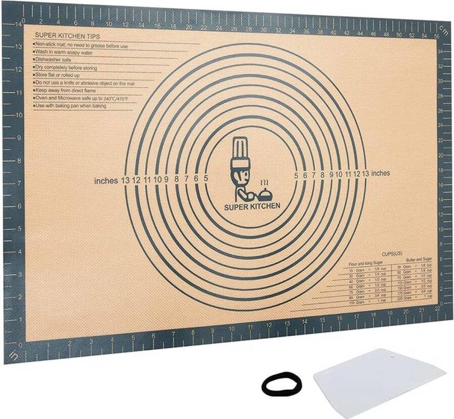 Extra dikke antislip-bakmat van siliconen grote XXL-deegonderlegger deegmat met maatverdelingen voor fondant pizza BPA-vrij