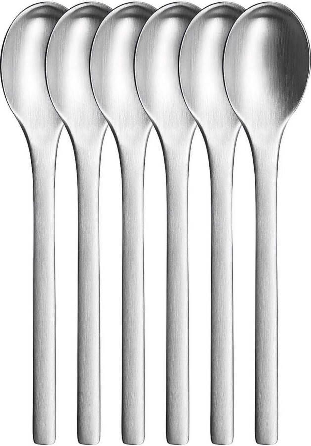 Extra espressolepel 11 cm roestvrij staal mat zilver 6 stuks