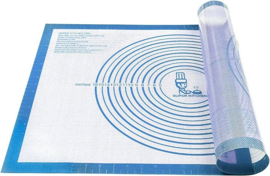 Extra Groot Bakmat Antiaanbak Rolling Gebak Bakmatten Antislip Deegmat Herbruikbare Keuken Bakken Tool Siliconenmat voor Fondant Brood Pizza Koekjes BPA-vrij (Blauw 71 x 51 cm)