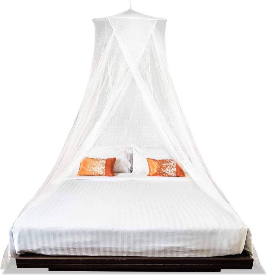 Extra groot Muggennet met twee openings voor Koning Koningin en Tweeling Wit Bed Canopy Gordijnen