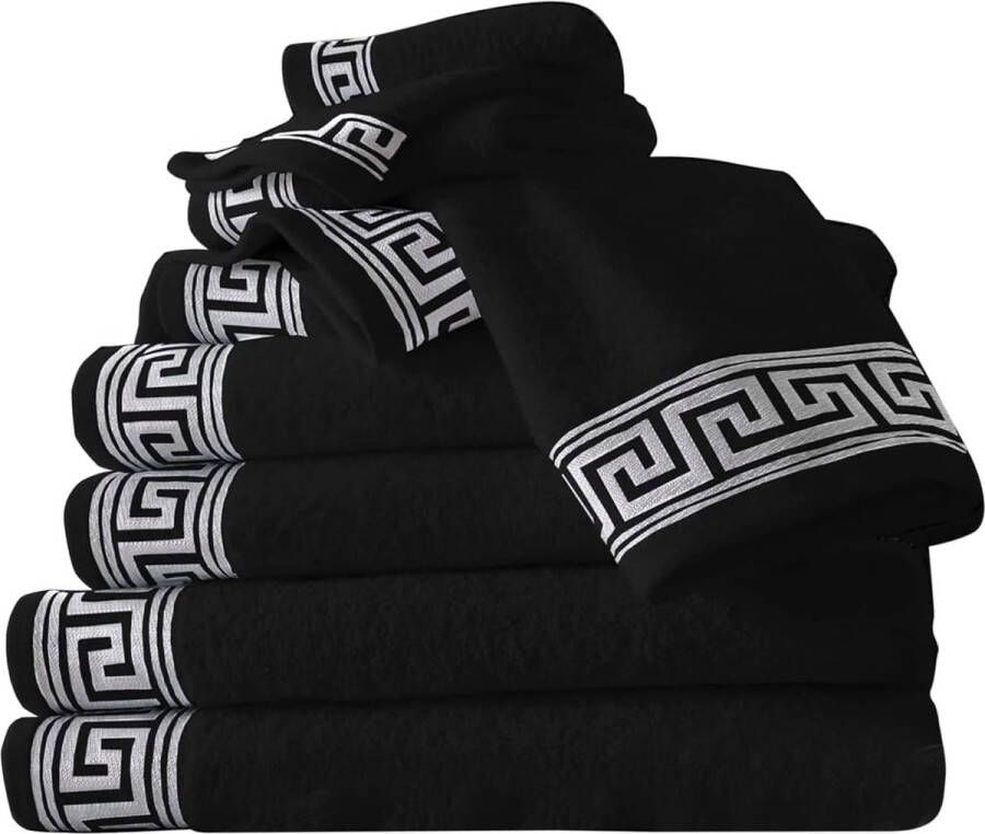 Extra grote badhanddoek 500 gsm 2-pack ringgesponnen katoenen handdoek voor badkamer Zeer absorberende wasbare Griekse handdoeken Zwart 80 cm x 170 cm